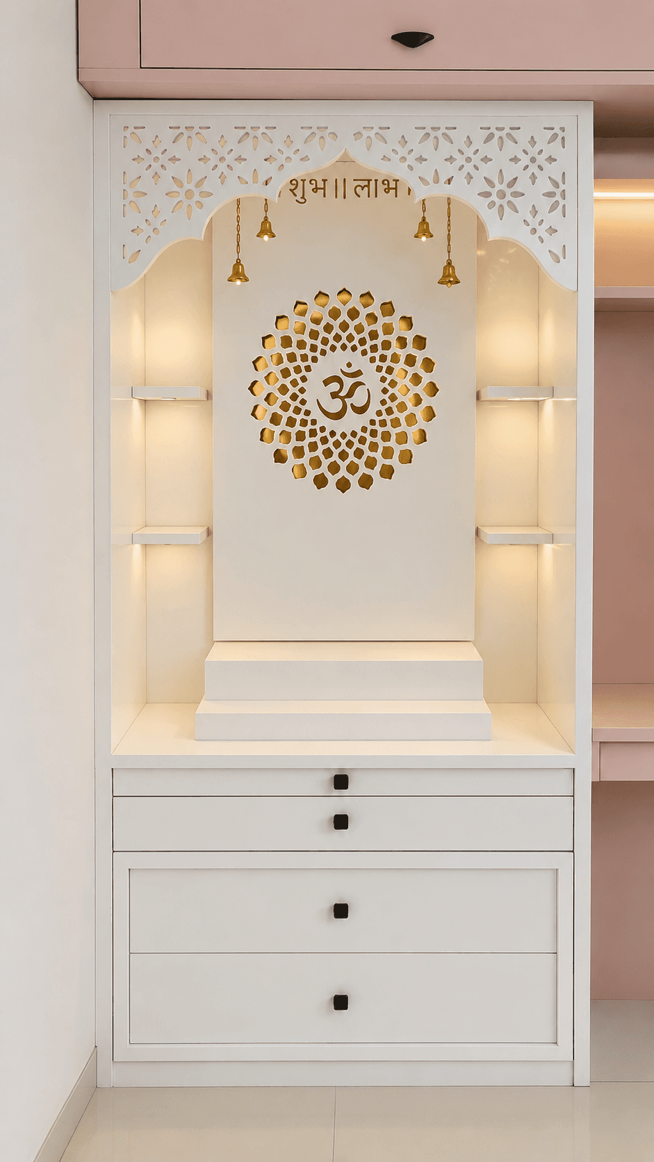 White Mandir with Golden Om