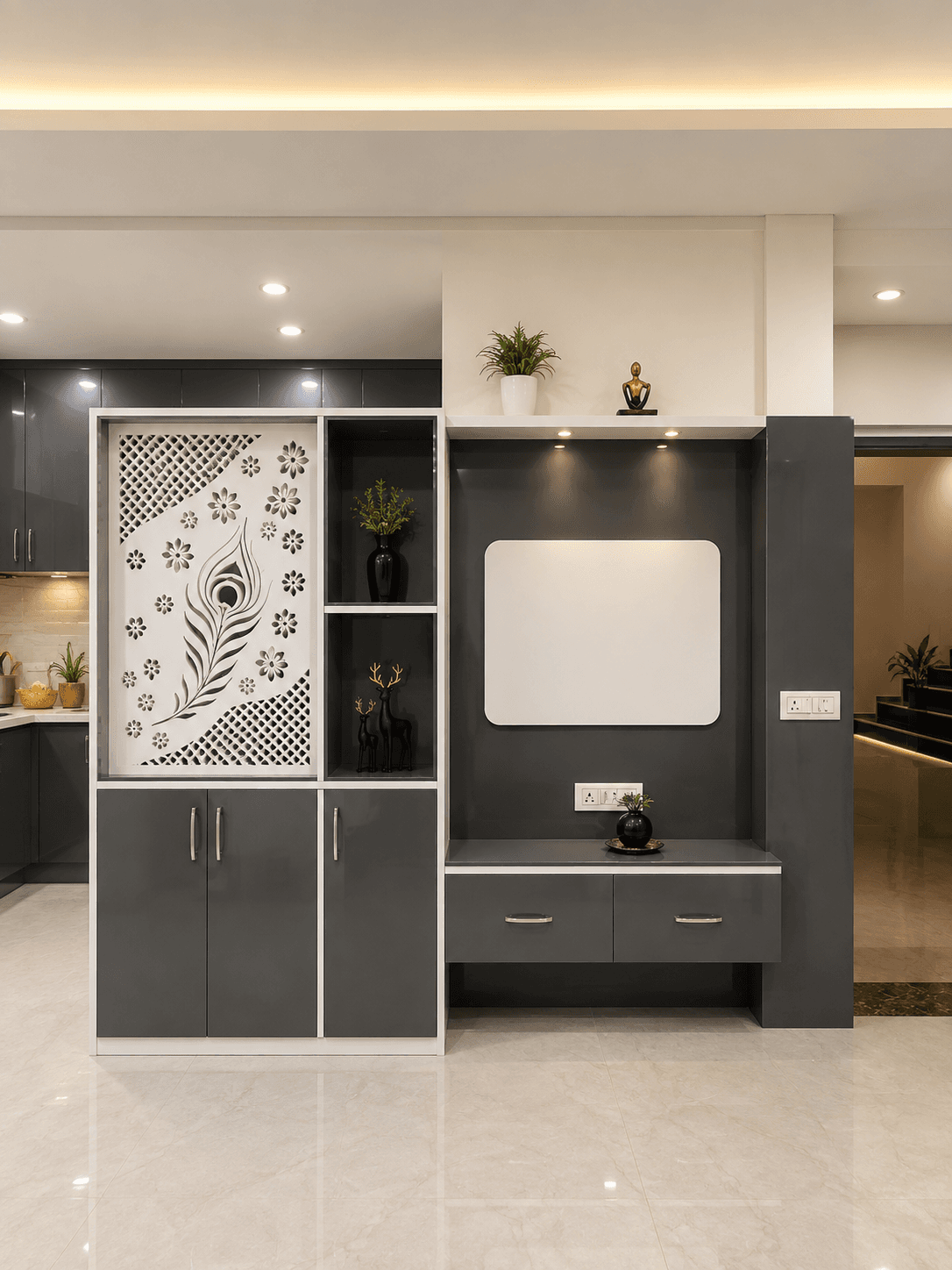 Gray-White Entertainment Wall - image 1